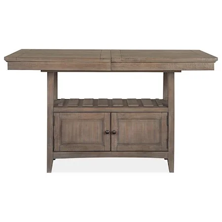 Transitional Counter Height Table with Storage and One Table Leaf